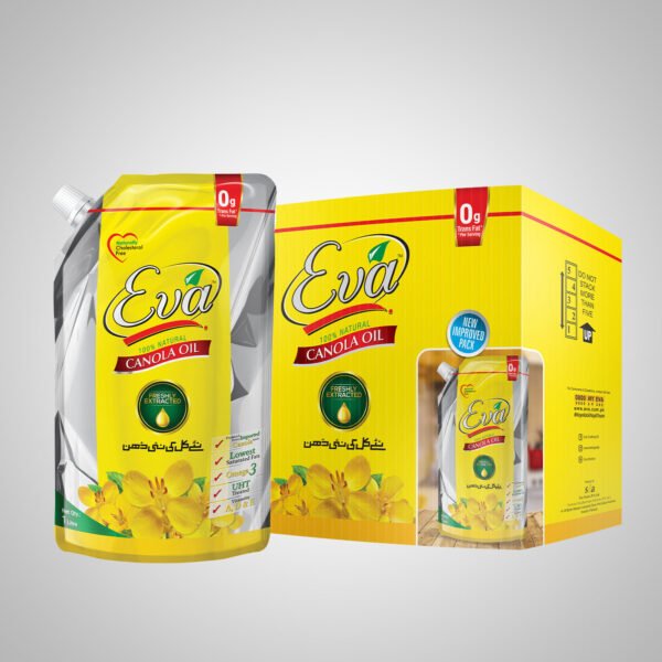 Eva Canola Oil 1 Litre x 5 Stand up Pouch Carton
