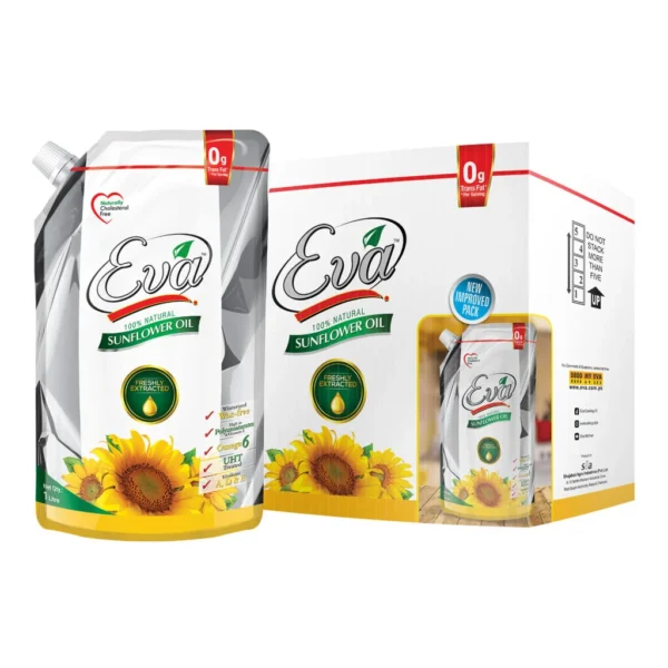 Eva Sunflower Oil 1 Litre x 5 Stand up Pouch Carton