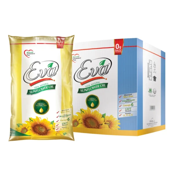 Eva Sunflower Oil 1 Litre x 5 Pillow Pouch Carton